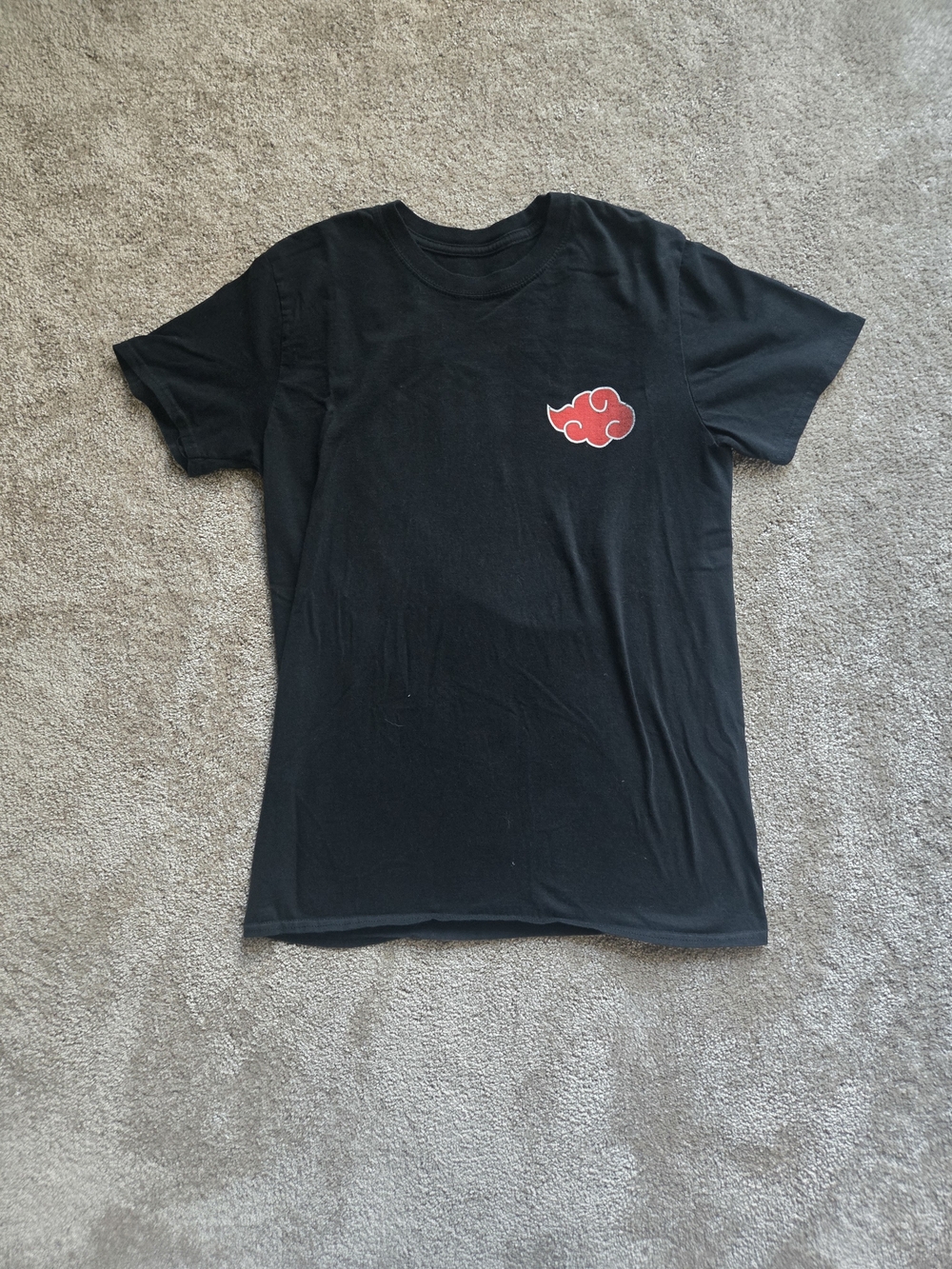 Black Graphic Men's T-Shirt with Red Cloud Accent